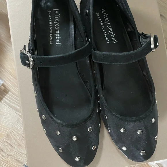 Jeffrey Campbell Mesh Black Studded Women's Flats - Picture 5 of 6